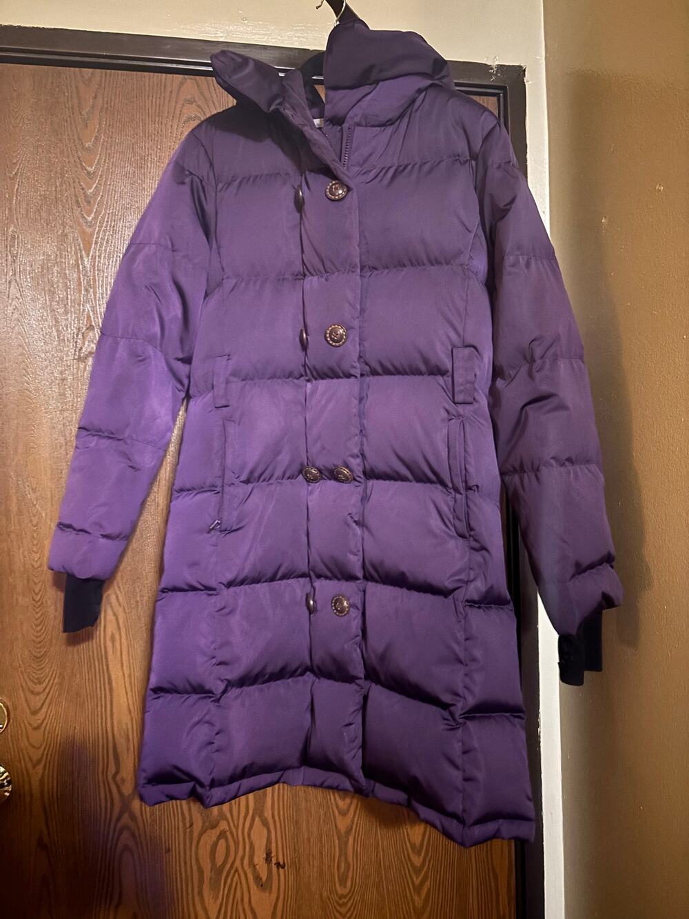 Athleta Purple Thick Goose Down Long Puffer Outerwear Winter Coat/ Jacket